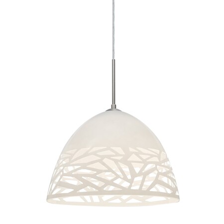Besa Lighting Kiev Cord Pendant, White, Satin Nickel, 1x9W LED 1JT-KIEVWH-LED-SN